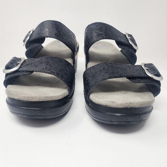 Dansko Sophie 2 Strap Sandal EU40/US9.5-10 Black Tropical Floral Emboss Leather - Picture 4 of 13